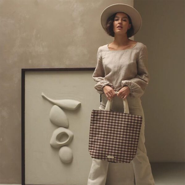 Monk & Anna Baya Shopper Check Brown
