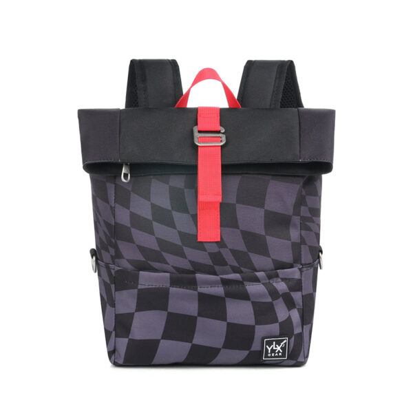 YLX Original Backpack Kids Dark Grey Black Wavy Checkered