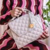 MŌSZ Phoebe Handbag Quilted Off White Shiny Light Gold