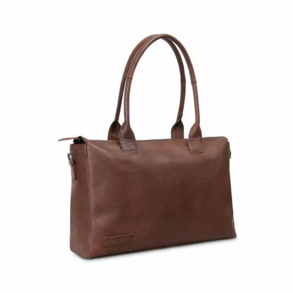 Plevier Beryl leren damestas 15.6 inch donkerbruin