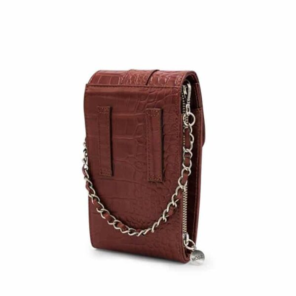 Mōsz Phone Bag Large Plain Croco Cognac Brushed Silver