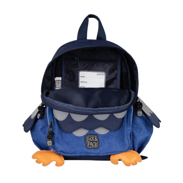 Pick & Pack Backpack Owl Shape Blue Melange