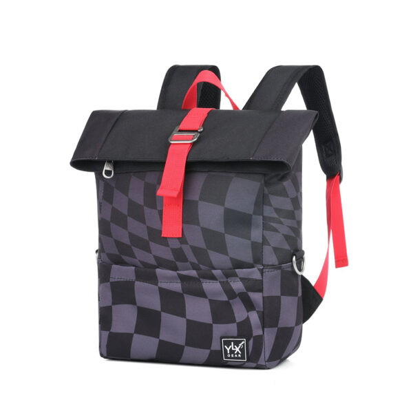 YLX Original Backpack Kids Dark Grey Black Wavy Checkered