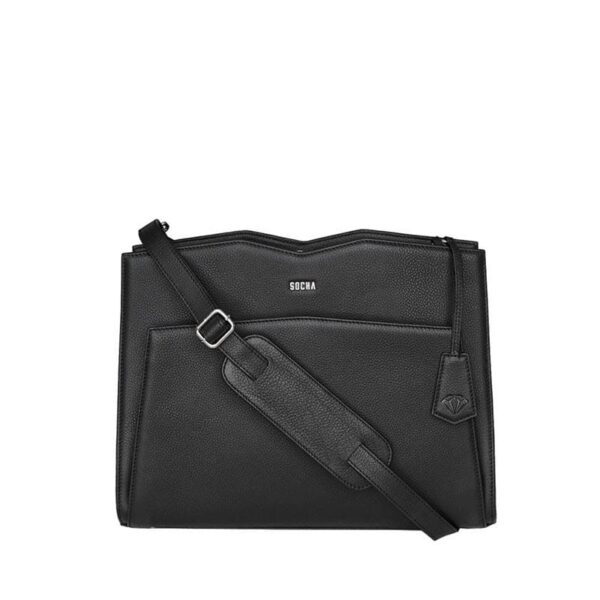 Socha Genuine Leather Business Bag 12-14" Diamond Edition Shoulder Black