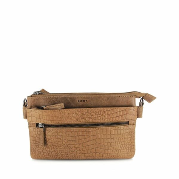 DSTRCT Flora Fountain Clutch Schoudertas Croco Taupe