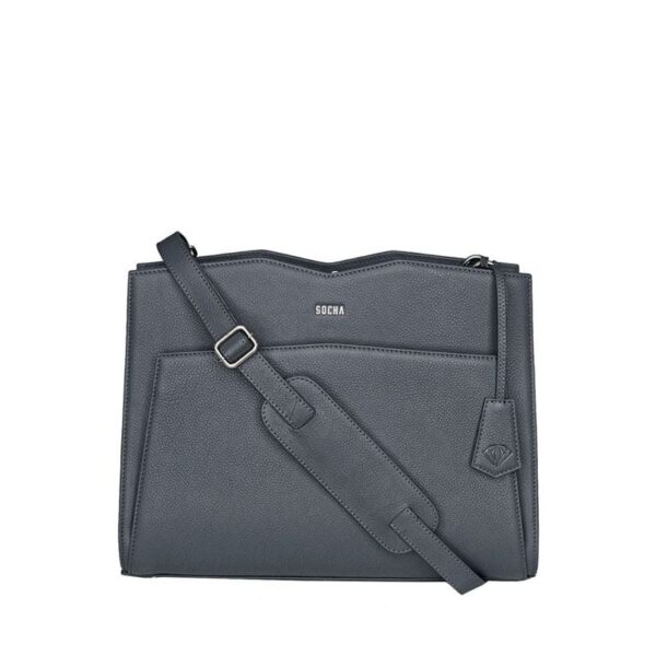 Socha Genuine Leather Business Bag 12-14" Diamond Edition Shoulder Grey
