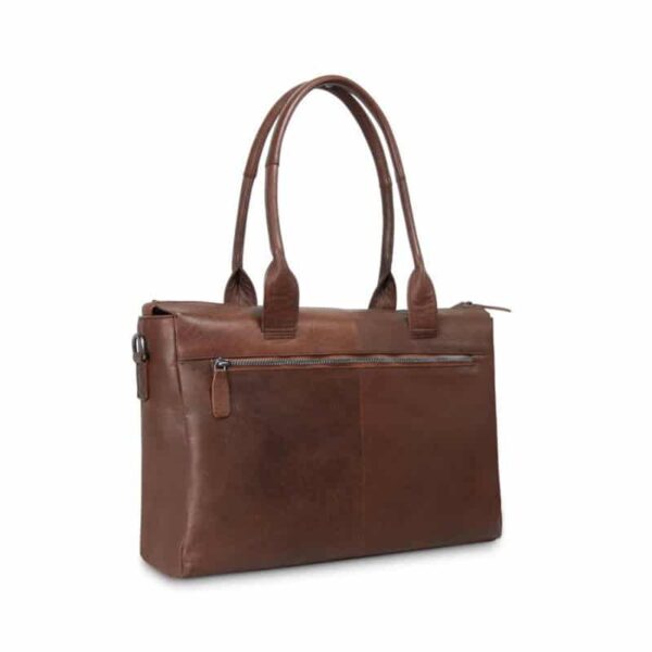 Plevier Beryl leren damestas 15.6 inch donkerbruin