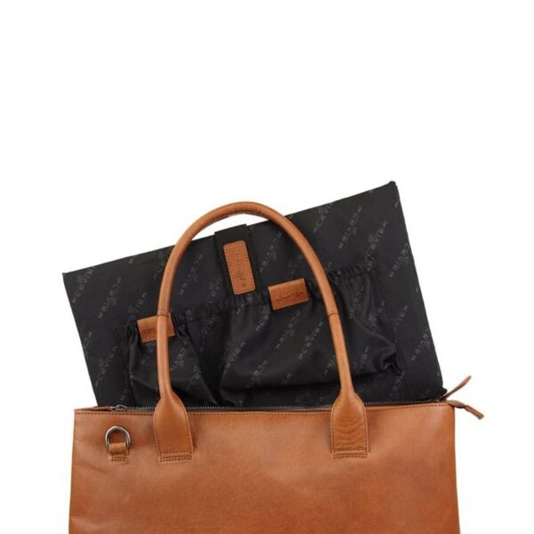Plevier Amber leren damestas 2-vaks15.6 inch cognac