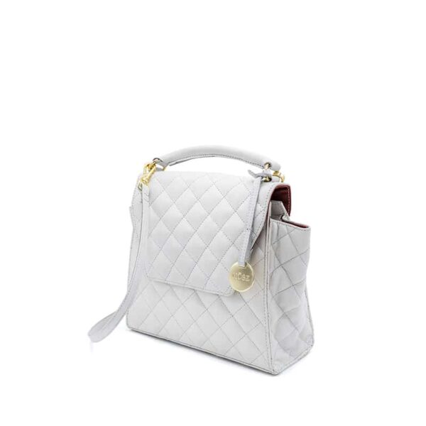 MŌSZ Phoebe Handbag Quilted Off White Shiny Light Gold