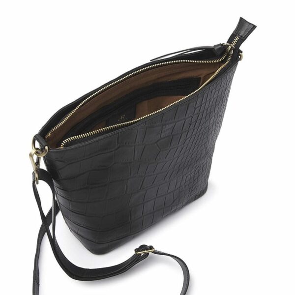 dR Amsterdam Laurel Croco Shopper Black