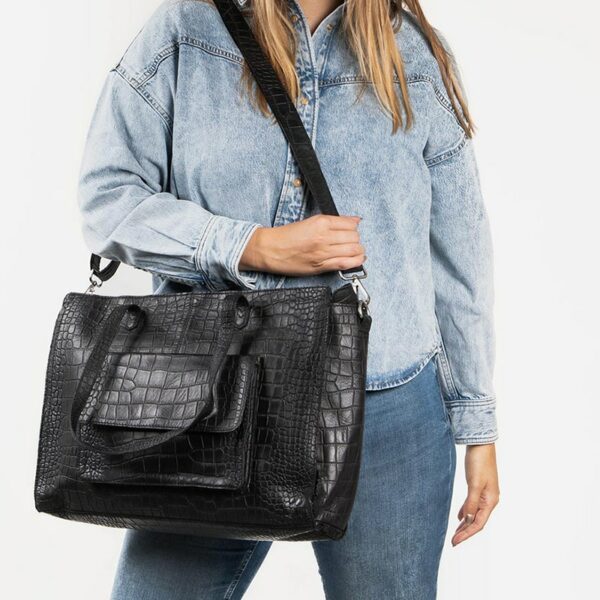 Cowboysbag Diaper Bag Alvanley Croco Black