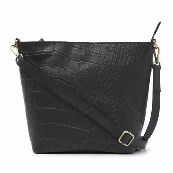 dR Amsterdam Laurel Croco Shopper Black