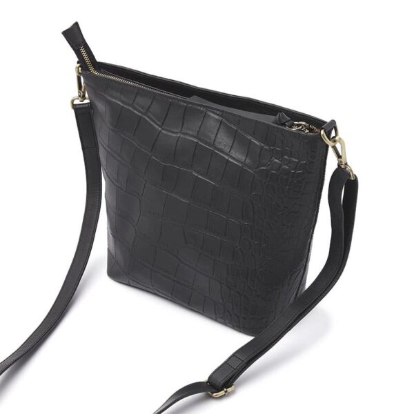 dR Amsterdam Laurel Croco Shopper Black