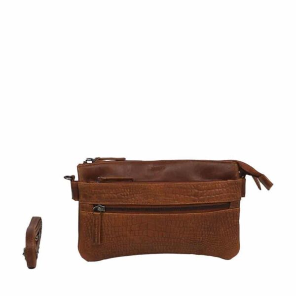 DSTRCT Flora Fountain Clutch Schoudertas Croco Taupe