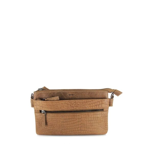 DSTRCT Flora Fountain Clutch Schoudertas Croco Taupe