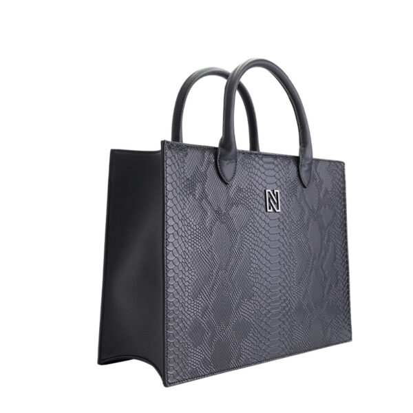 NIKKIE Dante Snake Shopper Black/Gun Metal