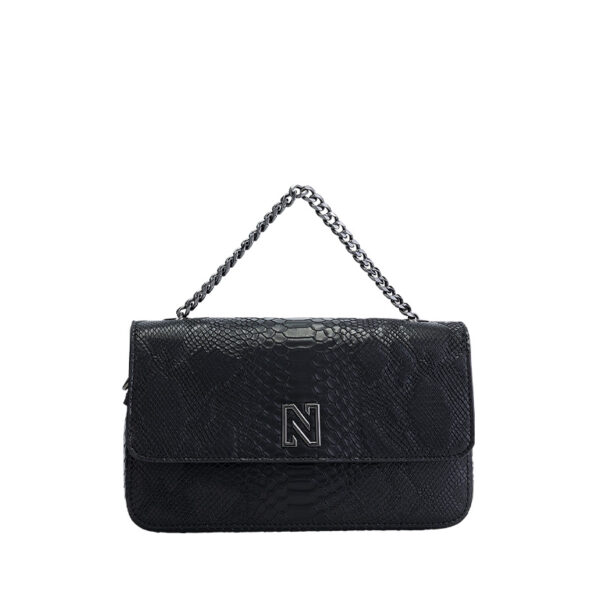 NIKKIE Annebel Snake Shoulderbag Black/Gun Metal