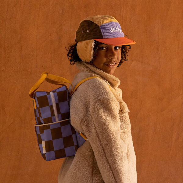 Sticky Lemon backpack small | farmhouse | checkerboard | blooming purple + soil green