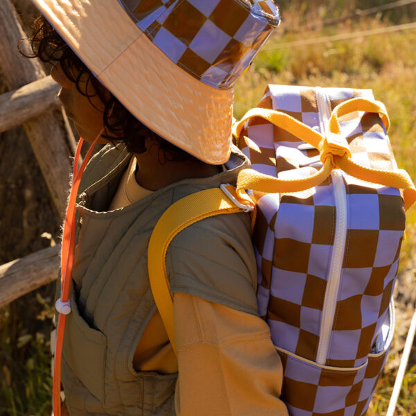 Sticky Lemon backpack large | farmhouse | checkerboard | blooming purple + soil green