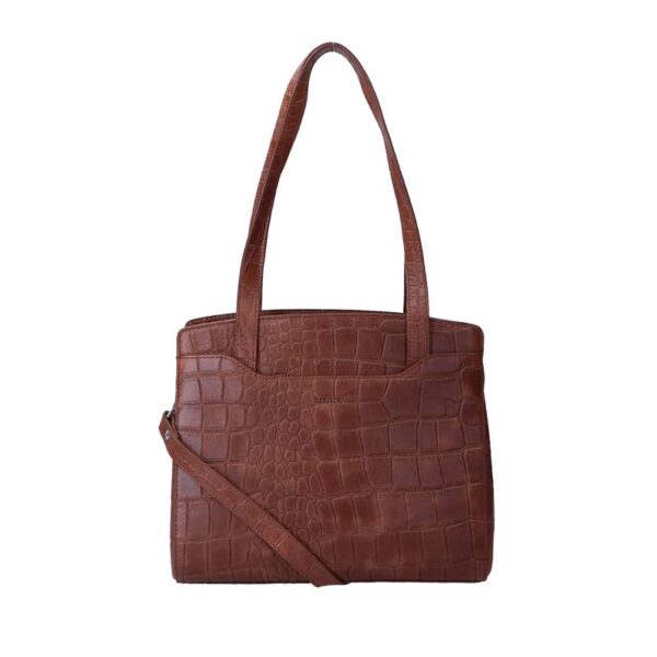 LouLou Essentiels Vintage Croco Shoulderbag Cognac