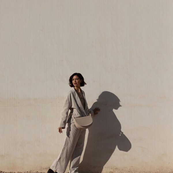 Monk & Anna Soma half moon bag | stone