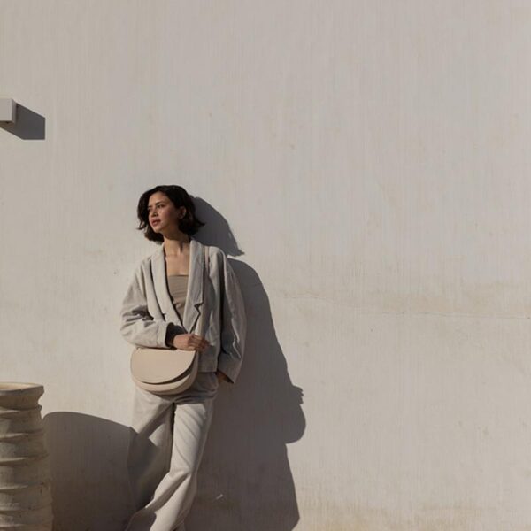 Monk & Anna Soma half moon bag | stone