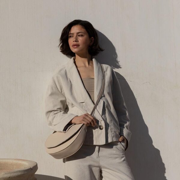 Monk & Anna Soma half moon bag | stone