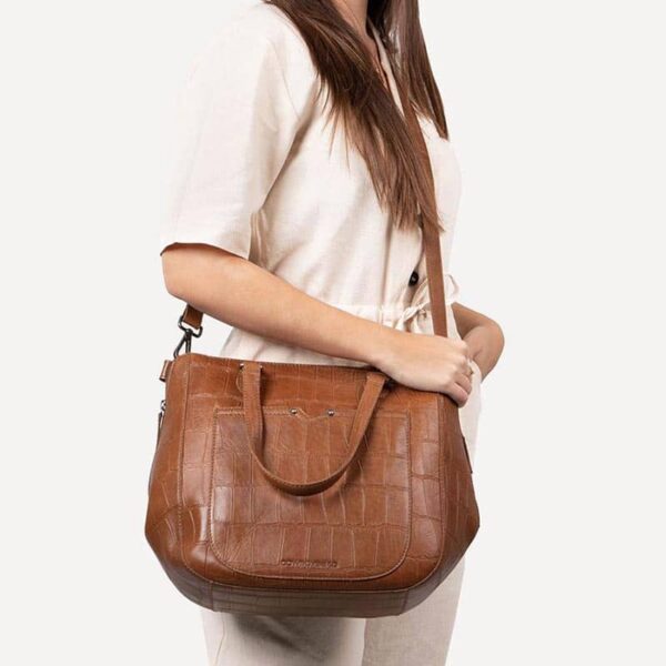 Cowboysbag Big Croco Handbag Midvale Fawn