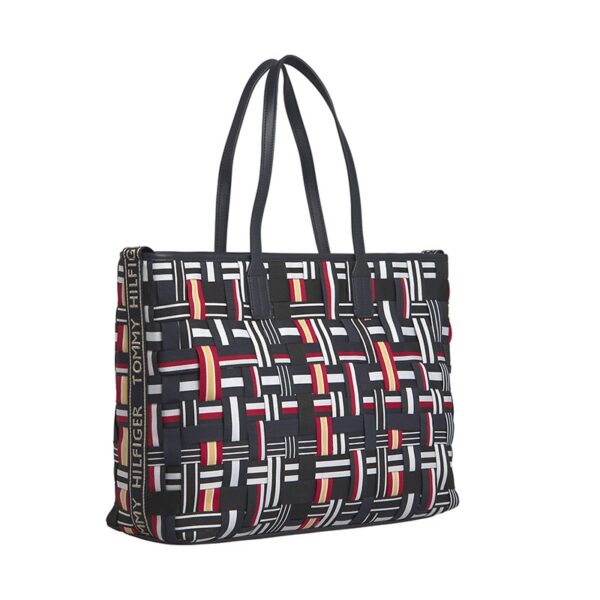 Tommy Hilfiger Turnlock Tote Weave Navy Monogram