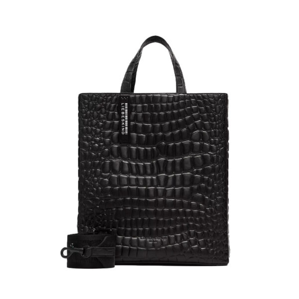 LIEBESKIND BERLIN Paper Bag Tote M Croco Black
