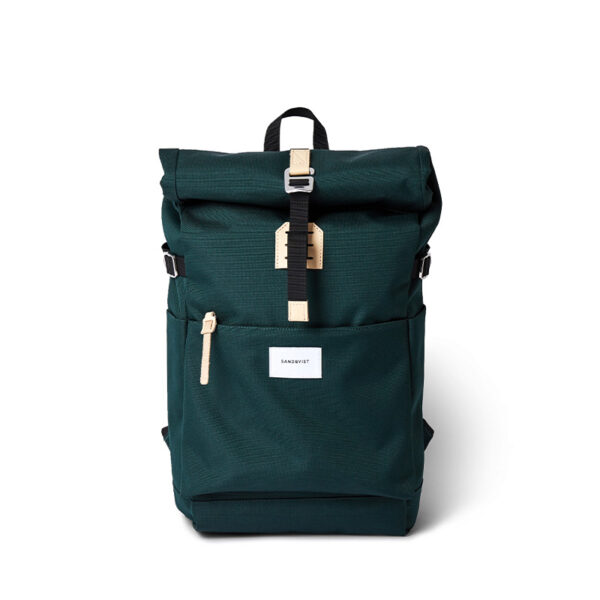 Sandqvist Ilon Backpack Dark Green with Natural Leather