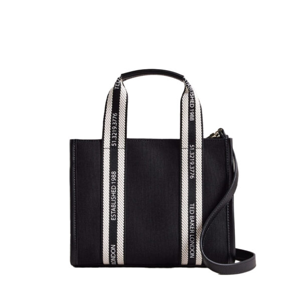 Ted Baker Georjea Branded Webbing Canvas Small Tote Black