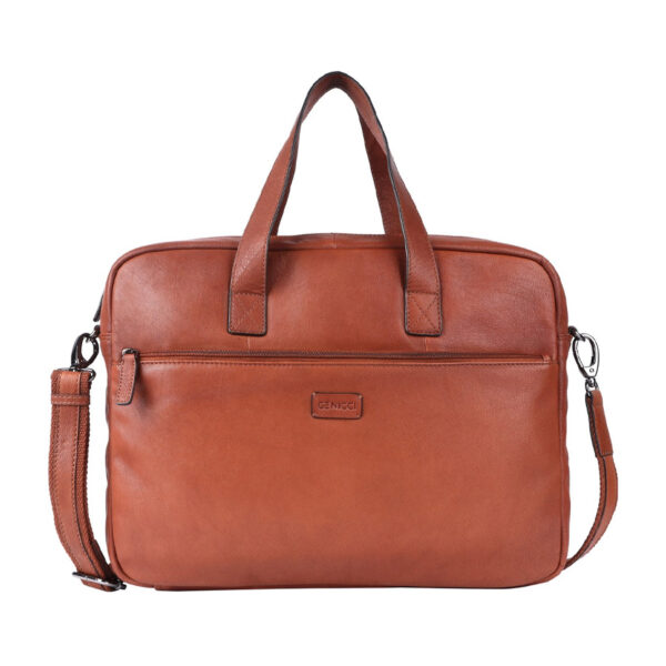 Genicci Berlin 15.6 inch Laptoptas Clark Cognac