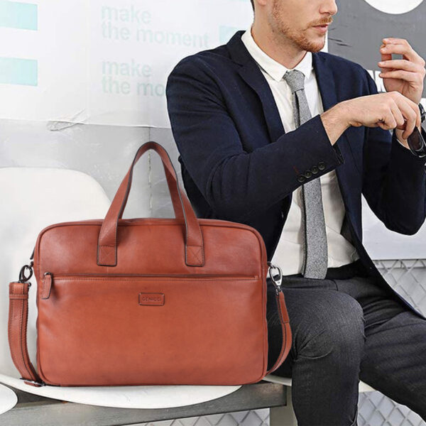 Genicci Berlin 15.6 inch Laptoptas Clark Cognac