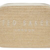 Ted Baker Stelio Branded Webbing Faux Raffia Camera Bag Ecru
