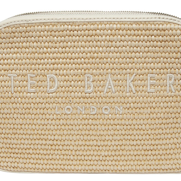 Ted Baker Stelio Branded Webbing Faux Raffia Camera Bag Ecru