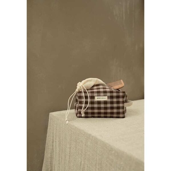 Monk & Anna Toiletry Bag Linnen Check Brown