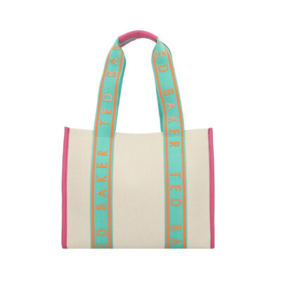Ted Baker Georjia Branded Webbing Patent Medium Tote Bag Bright Green